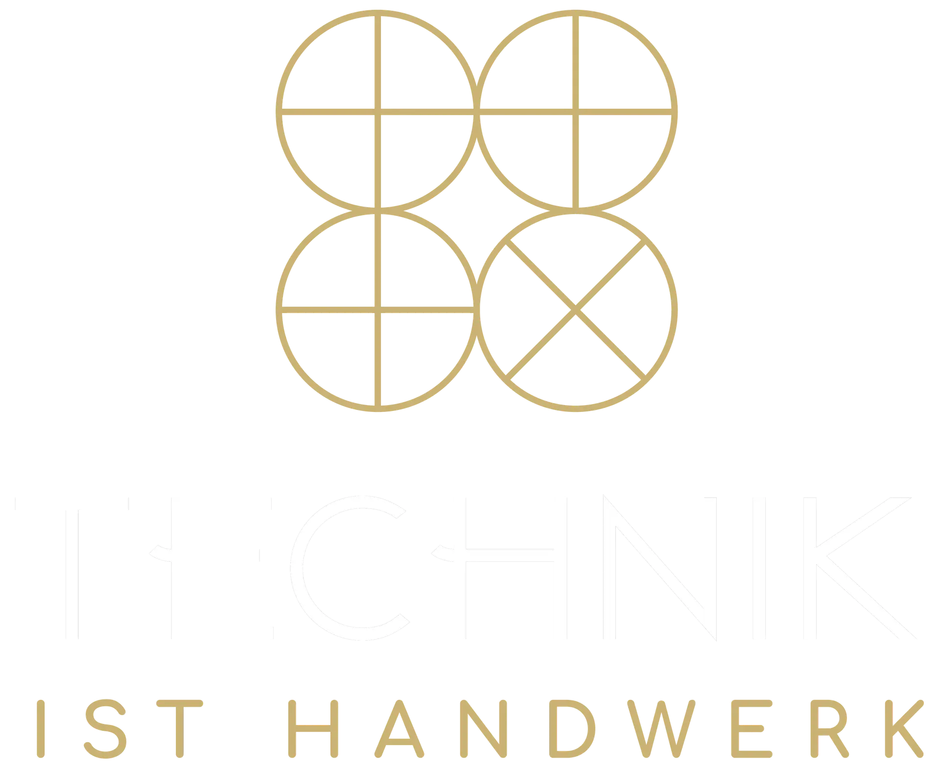 Logo von TiH Technik ist Handwerk, dargestellt durch vier ineinandergreifende Kreise. Die ersten drei Kreise symbolisieren die Bereiche Technologie & Sicherheit, Digitalmarketing und IT-Beratung. Der vierte Kreis ist kreativ modifiziert, um unsere Fokussierung auf Innovation und digitale Produkte zu betonen.